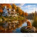 Tło fotograficzne „Jesienny domek nad jeziorem z liskiem” | J_273 Tło fotograficzne „Jesienny domek nad jeziorem z liskiem” | J_273